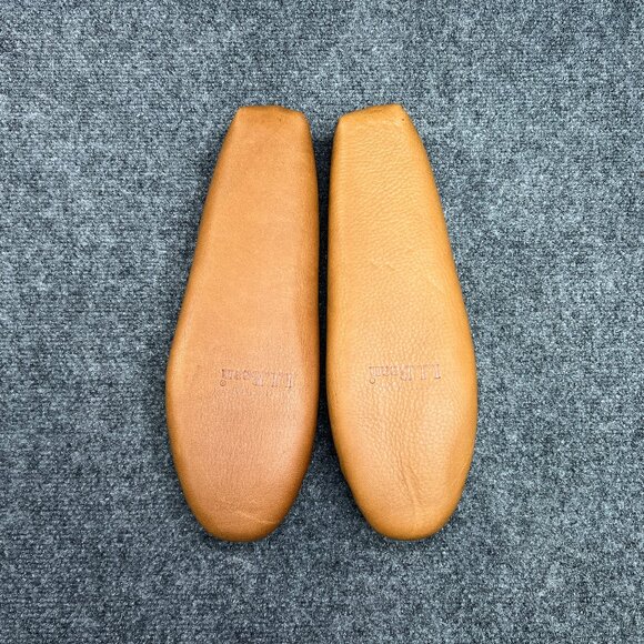 L.L. Bean Moccasin Slippers Men's 12 Brown Leather Fleece Lined Slip On Shoes - Picture 9 of 10